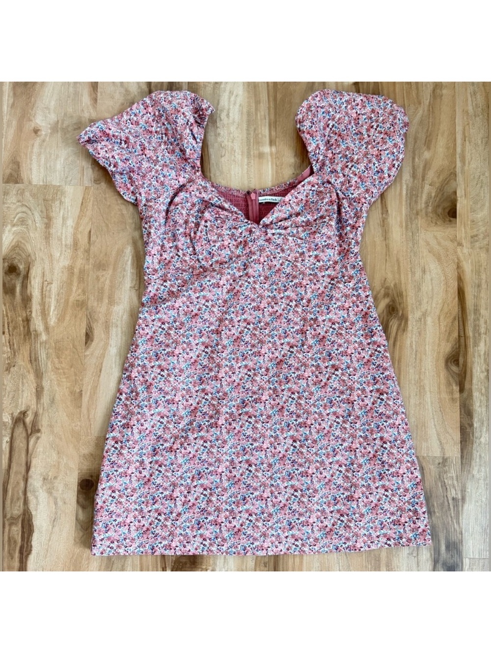 Abercrombie & Fitch Floral Puff Sleeve Mini Dress - Size L (Tall)